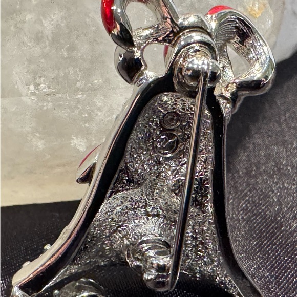 Authentic Swarovski Crystal & Red Enamel Brooch Stamped - Picture 4 of 9
